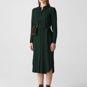 NWT WHISTLES dark green Montana shirt dress